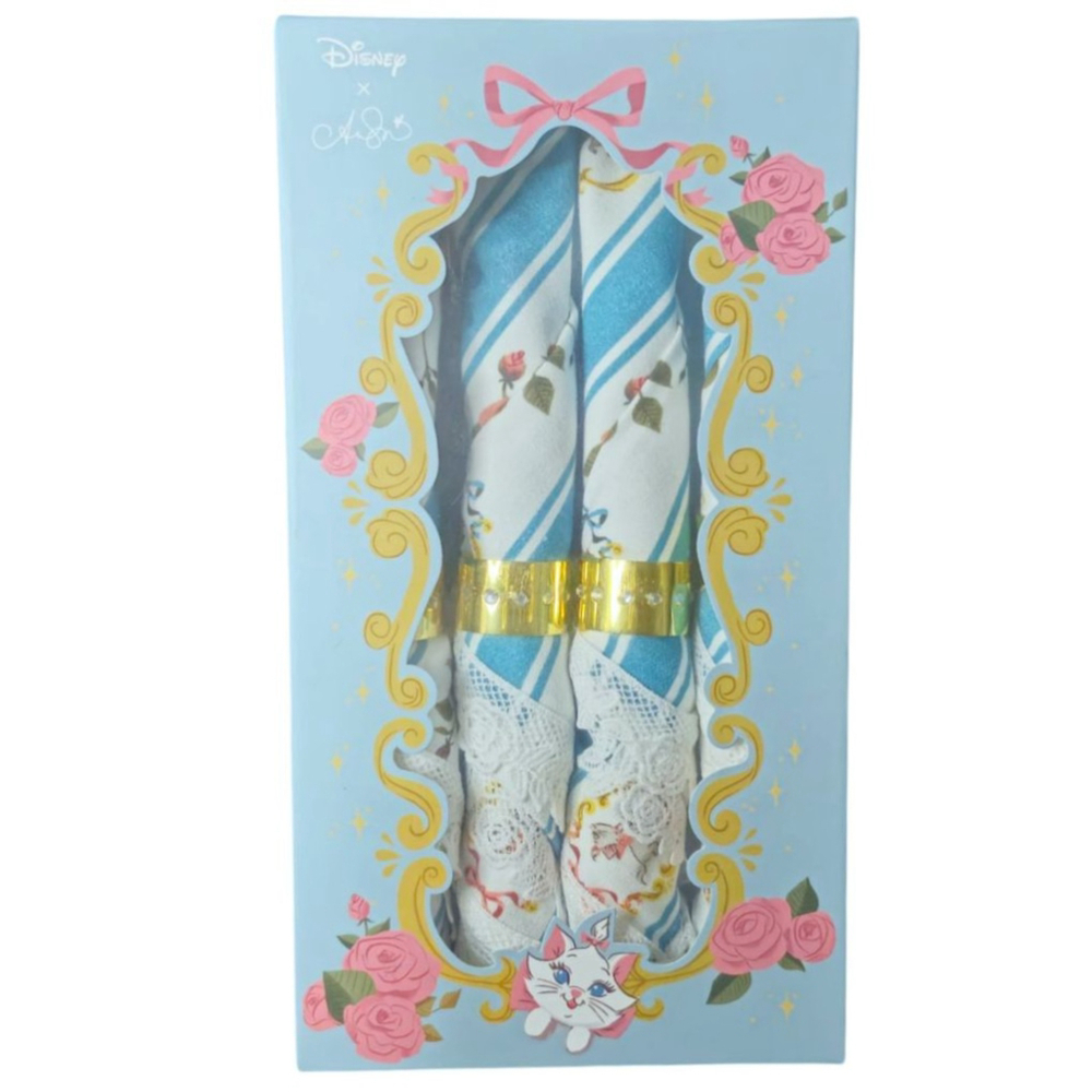 Disney x Ann Shen Aristocats Cloth Napkin Set Blue White NIB